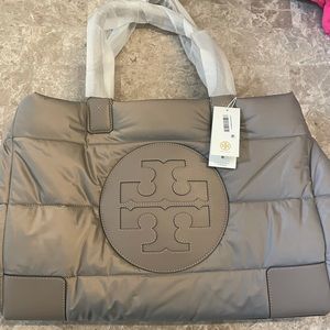 Tory Burch Ella Puffer Tote in Gray Heron (taupe) NWT